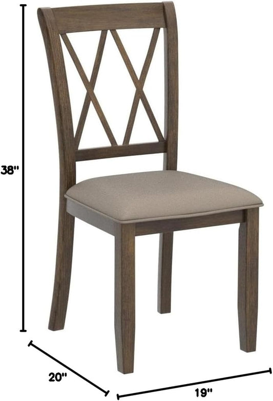 Fabric Upholstered Dining Chair, Set of 2, Brown