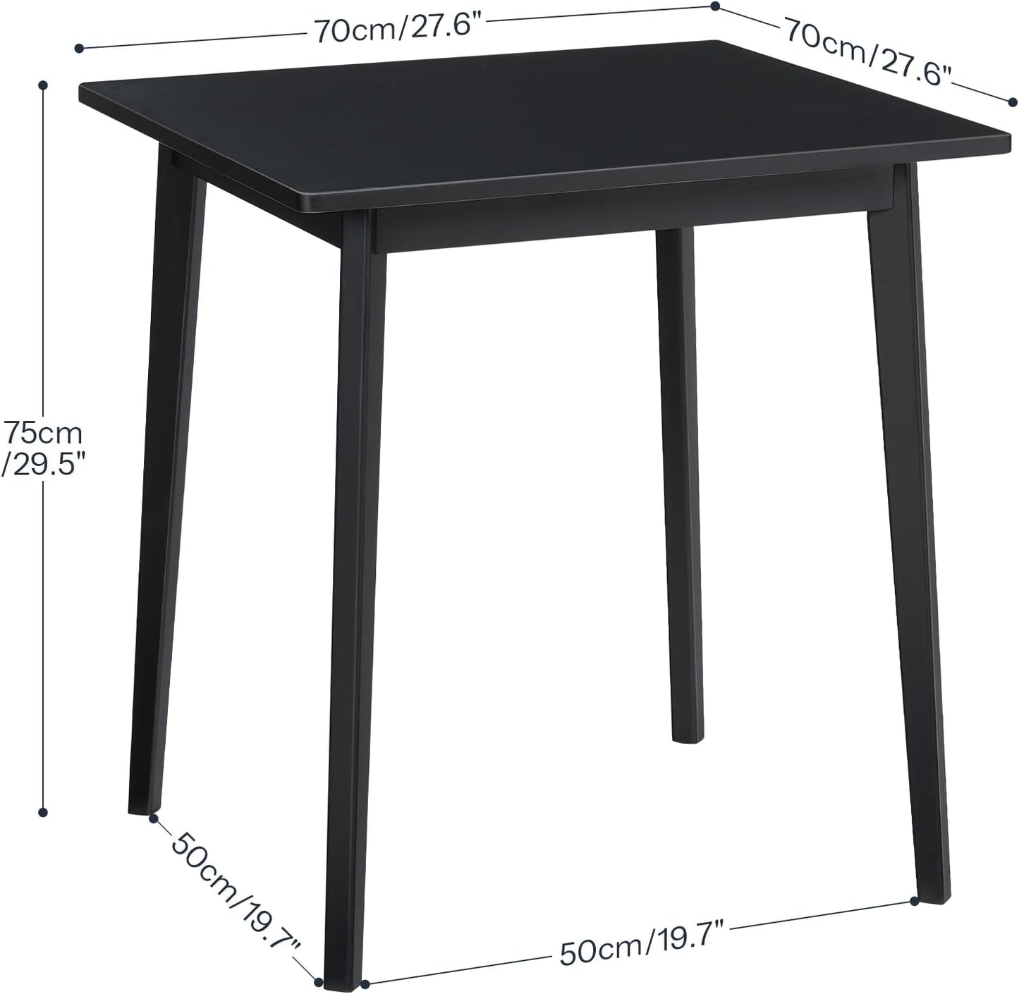 Bamboo Dining Table, Square Dining Table for 2, 27.6" Kitchen Table for Small Space, Writing Table, Easy to Assemble, for Dining Room, Living Room, Office, Kitchen, Apartment, Black