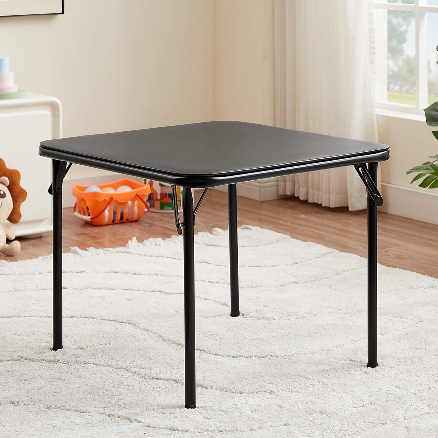 24'' Kids Folding Card Table, Portable, with Ultra Soft PU Padded Cushion, 1 Piece, Matte Black