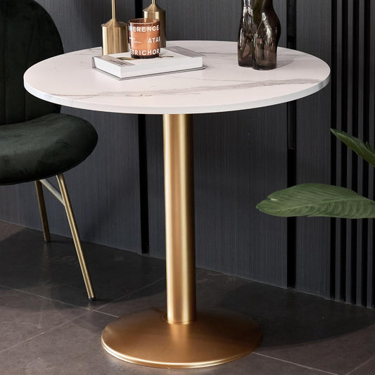 Round Modern Dinning Table 30 inches Bistro Tulip Table with Faux Marble top,Easy Assemble,Sturdy Metal Frame Diameter 30in*H28.54in