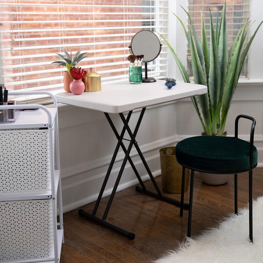 28241 Adjustable Folding Laptop Table TV Tray, 30 Inch, White Granite