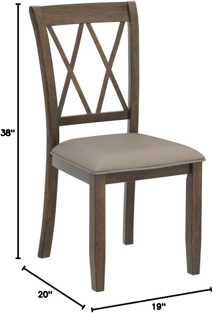 Fabric Upholstered Dining Chair, Set of 2, Brown