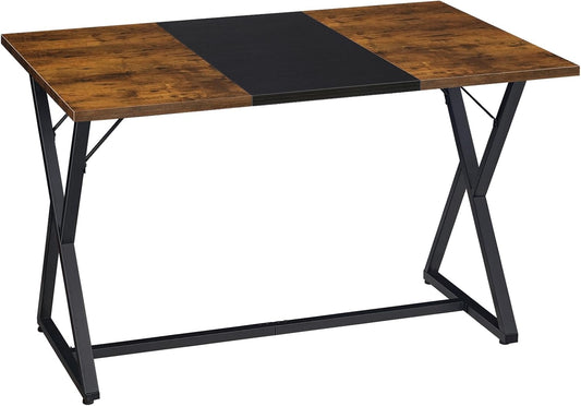 47''Dining Table, Kitchen Dining Table for 4, Wooden Kitchen&Dining Room Table, Rectangular Table for Home, Kitchen, Office, Rustic Brown and Black