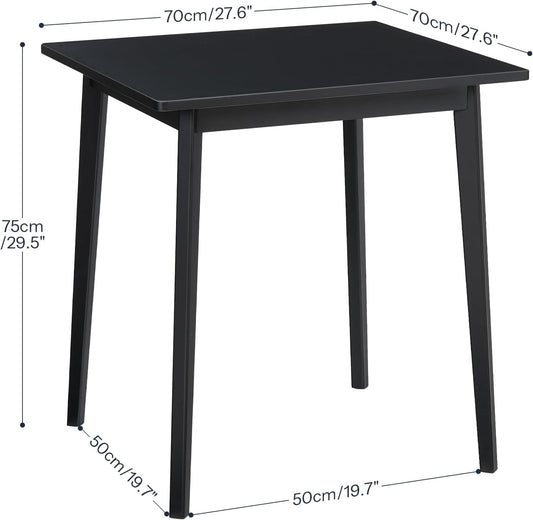 Bamboo Dining Table, Square Dining Table for 2, 27.6" Kitchen Table for Small Space, Writing Table, Easy to Assemble, for Dining Room, Living Room, Office, Kitchen, Apartment, Black