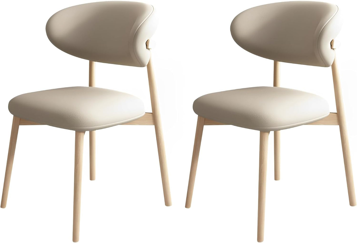 Wooden Armless Dining Chairs Mid Century Modern Kitchen Chairs with Back and Wood Frame Upholstered Dining Chairs for Kitchen Living Waiting Room (Wood 1, Set of 2)