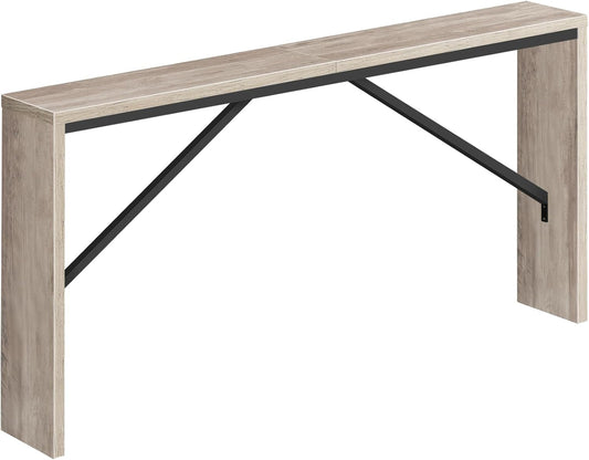 Console Table, 62.2" Long Sofa Table Behind Couch, Narrow Entryway Table, Farmhouse Dining Table with Angled Metal Frame, Industrial Console Table for Entryway, Greige