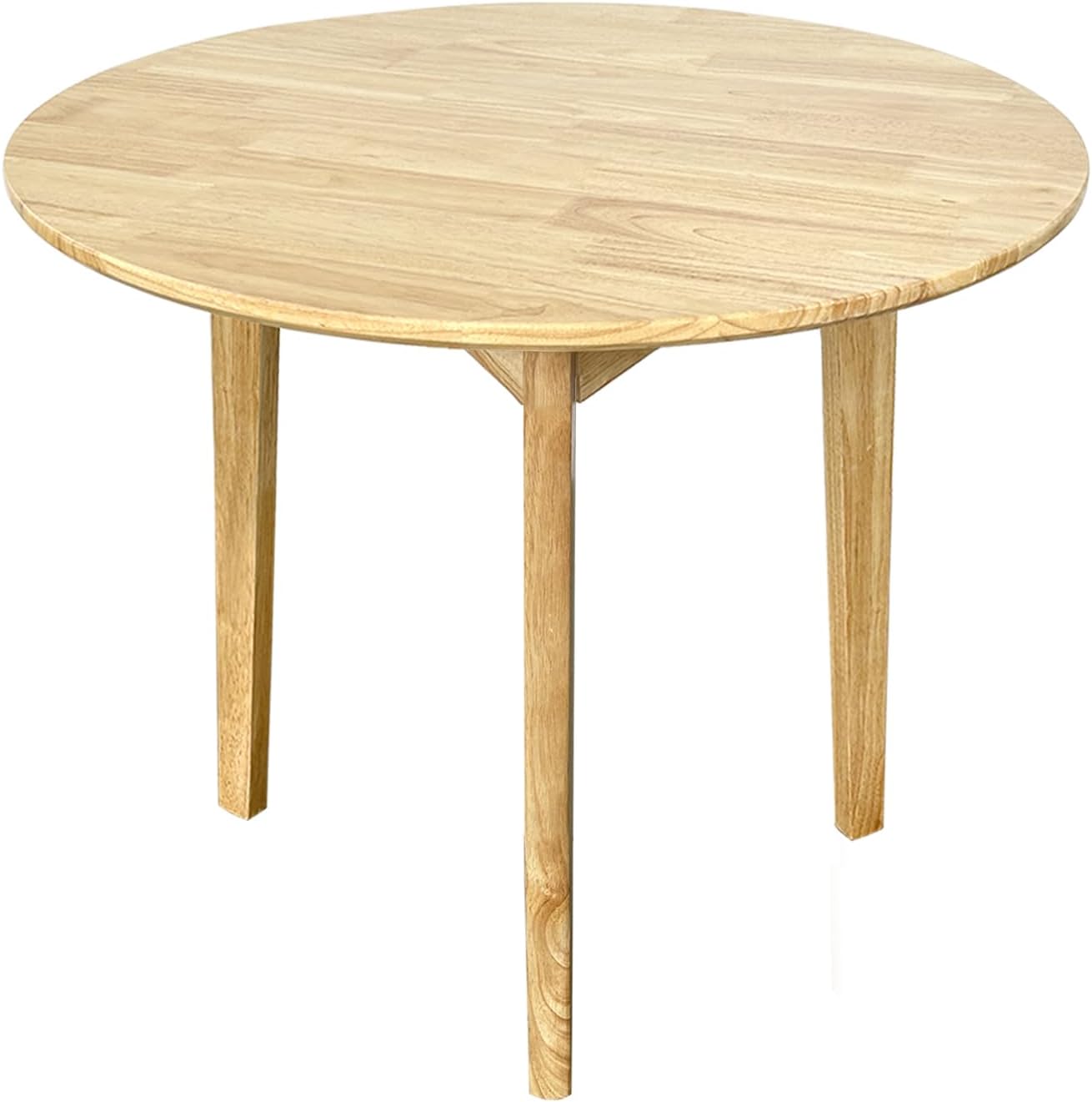 Round Solid Dining Table for 2-4 People, Wooden Kitchen Table for Small Space, Easy Assembly (Natural, 27.5"/70cm)