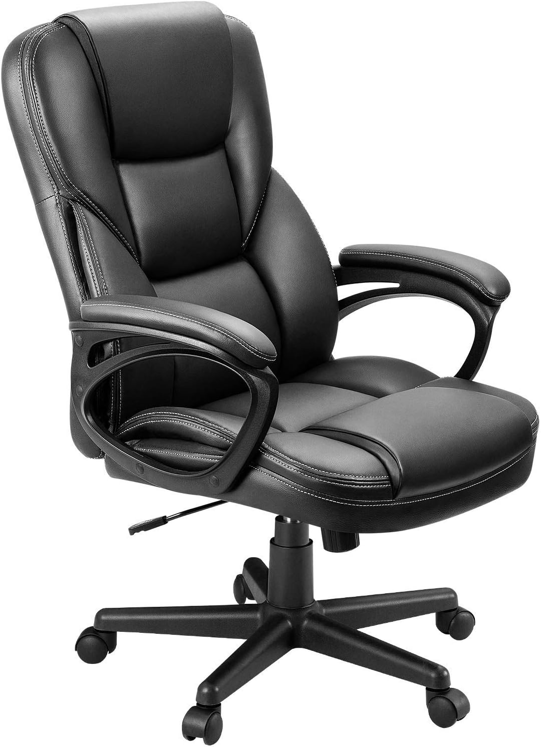Office Executive Chair High Back Adjustable Managerial Home Desk Chair, Swivel Computer  Leather Chair with Lumbar Support (Black)