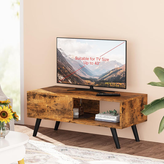 Coffee Tables for Living Room,Middle Table Mid-Century Coffee Table, Wooden Accent Table with Large Open Storage Shelf, Wood Grain Finish,39.4 * 19.7 * 18.5 in,Brown