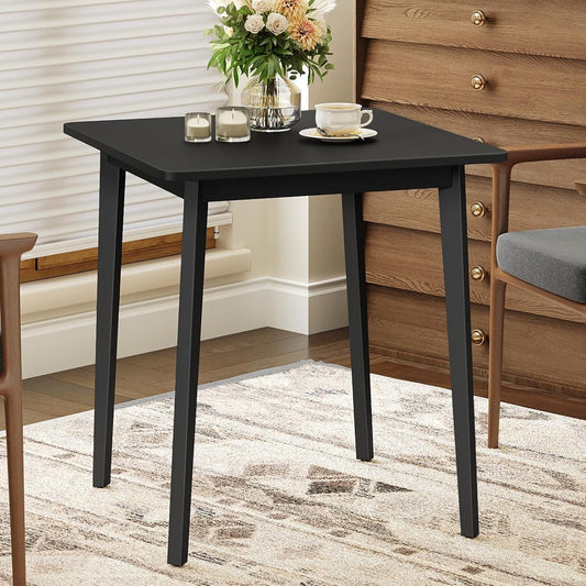Bamboo Dining Table, Square Dining Table for 2, 27.6" Kitchen Table for Small Space, Writing Table, Easy to Assemble, for Dining Room, Living Room, Office, Kitchen, Apartment, Black