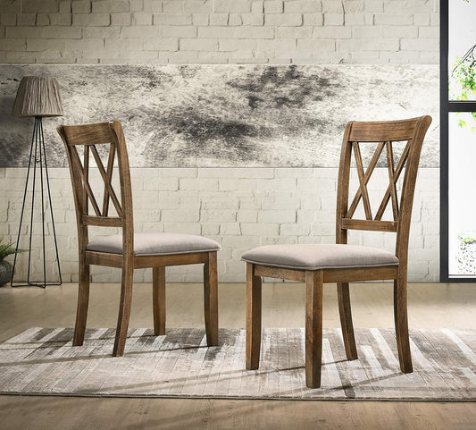 Fabric Upholstered Dining Chair, Set of 2, Brown